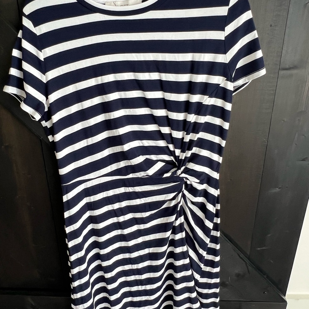 LOFT Navy and White Striped dress